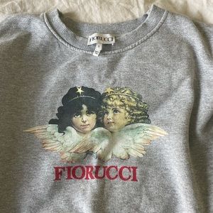 Fiorucci logo print crewneck sweatshirt with angel logo in gray